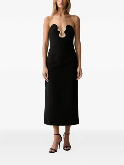 Bardot Paltrow Strapless Cutout-detail Midi Dress In Black
