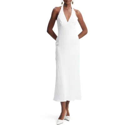 Bardot Paola Halter Linen Midi Dress In Soft Blue