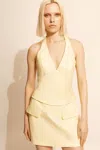 Bardot Paola Linen Halter Top In Canary Ylw