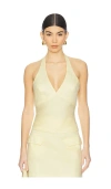 Bardot Paola Halter Linen Top In Yellow