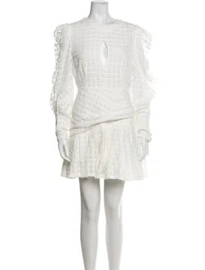 Pre-owned Bardot Patterned Mini Dress In White