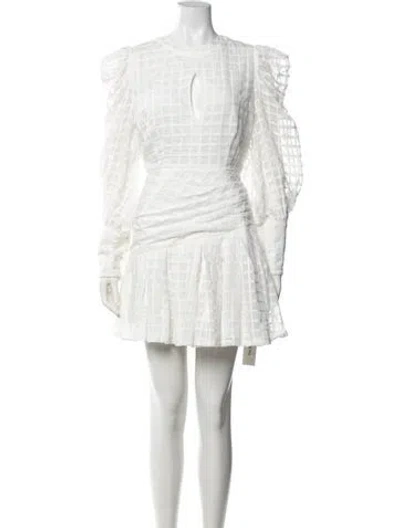 Pre-owned Bardot Patterned Mini Dress In White