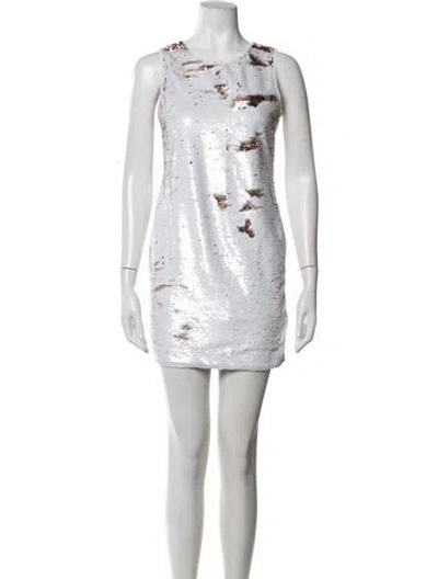 Pre-owned Bardot Patterned Mini Dress In White