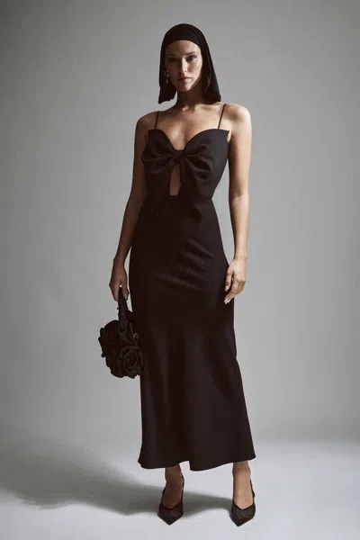 Bardot Paula Bow Maxi Dress In Black