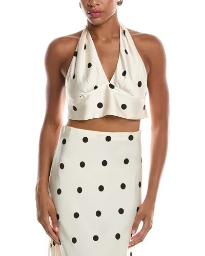 Bardot Phoebe Satin Halter Tie Top In Neutral