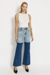 Bardot Pia Two Toned Flared Jeans In Denim Blue