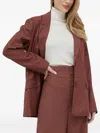 Bardot Pinstripe-pattern Button-fastening Blazer In Burgundy