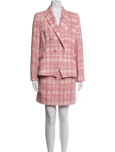 Pre-owned Bardot Plaid Print Skirt Suit In Pink