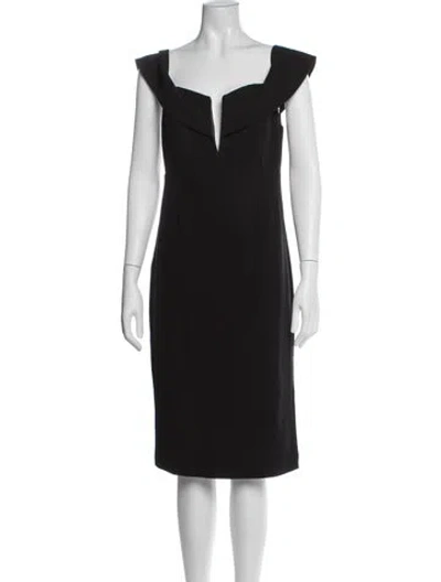Pre-owned Bardot Plunge Neckline Knee-length Dress In Blue