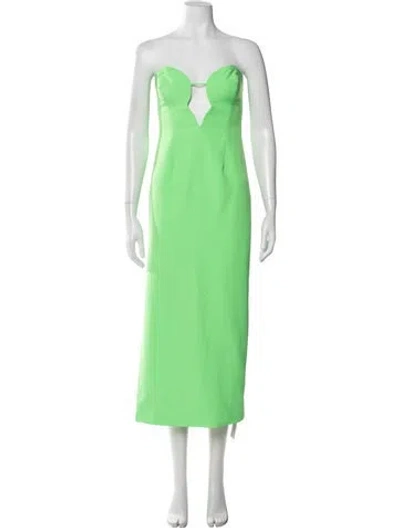 Pre-owned Bardot Plunge Neckline Long Dress In Green