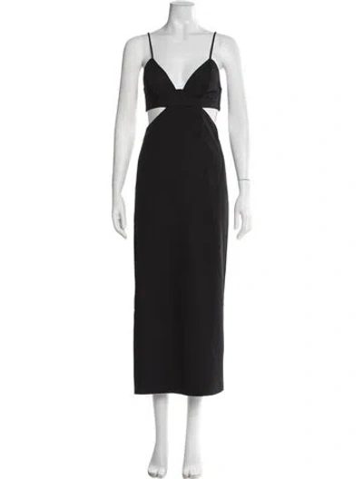 Pre-owned Bardot Plunge Neckline Long Dress W/ Tags In Black