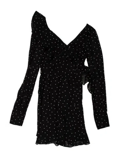 Pre-owned Bardot Polka Dot Print Long Sleeve Top In Black
