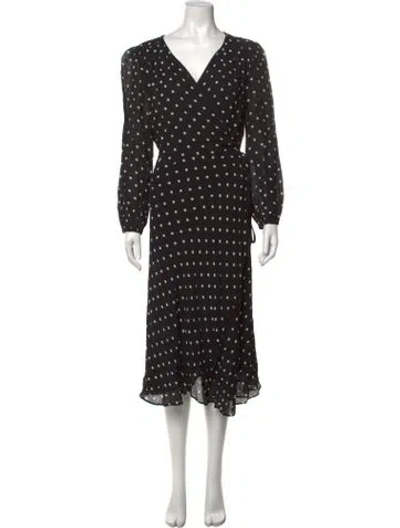 Pre-owned Bardot Polka Dot Print Midi Length Dress In Black