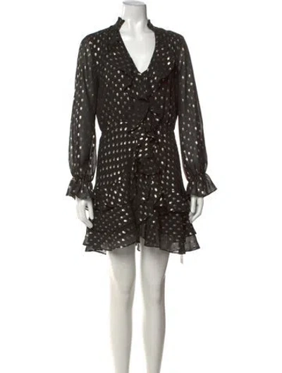 Pre-owned Bardot Polka Dot Print Mini Dress In Black