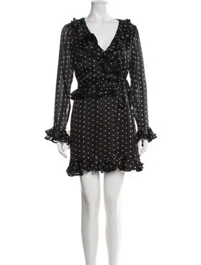 Pre-owned Bardot Polka Dot Print Mini Dress In Black