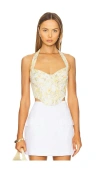 Bardot Pollie Halter Corset Top In Yellow