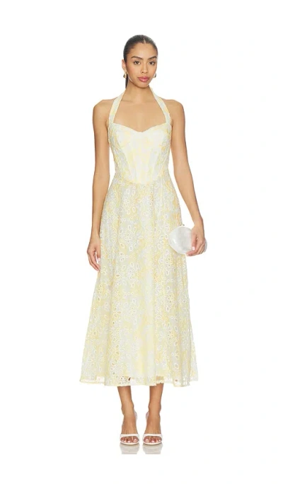Bardot Pollie Halter Midi Dress In Yellow