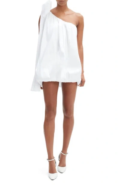 Bardot Razia One-shoulder Bubble-hem Mini Dress In White