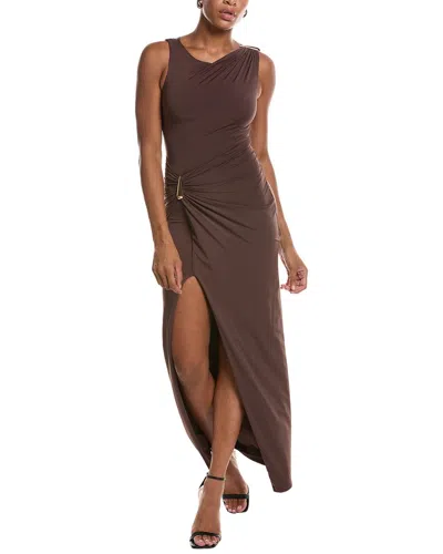 Bardot Reed Gold Detail Maxi Dress In Brown