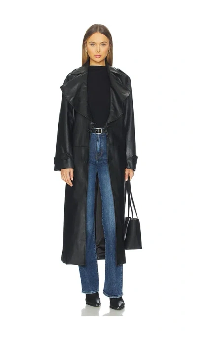 Bardot Reilia Faux Leather Coat In Black