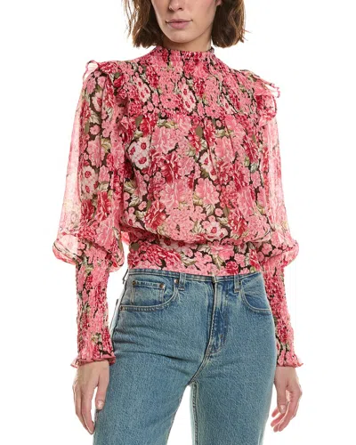 Bardot Remi Floral Blouse In Burgundy