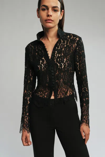 Bardot Remly Button Front Lace Top In Black