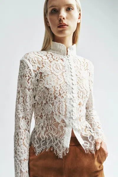 Bardot Remly Button Front Lace Top In White