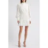 Bardot Remy Long Sleeve Lace Minidress In Orchid White