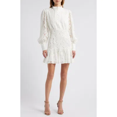 Bardot Remy Long Sleeve Lace Minidress In Orchid White