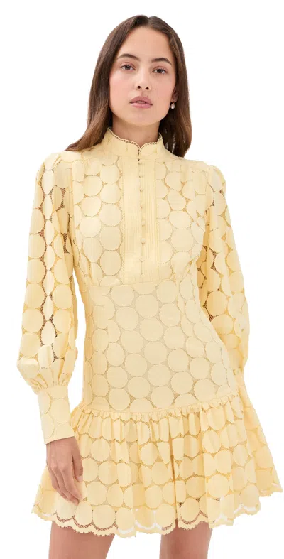 Bardot Remy Spot Lace Mini Dress Soft Yellow