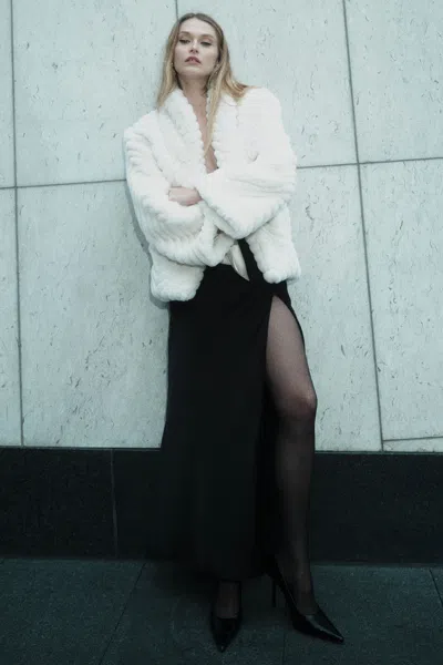 Bardot Renalda A-line Faux Fur Coat In White
