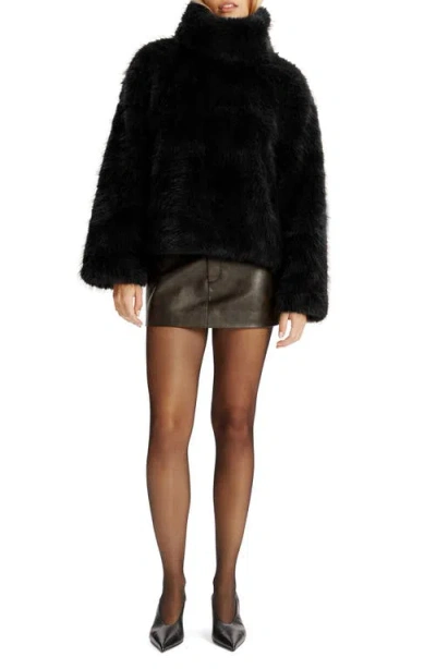 Bardot Renata Faux Fur Turtleneck In Black