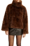 Bardot Renata Faux Fur Turtleneck In Brown