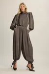 Bardot Revana Satin Tie Neck Blouse In Gray