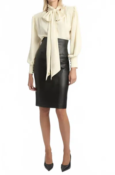 Bardot Revana Satin Tie Neck Blouse In Ivory In Multi