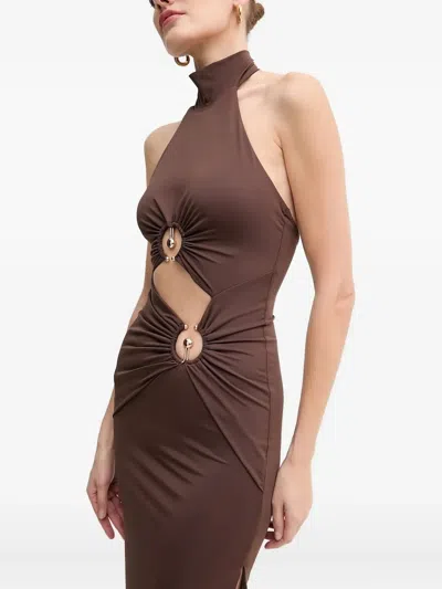BARDOT RING-DETAIL MIDI DRESS