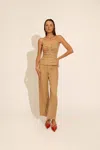 Bardot Rixton Linen Halter Top In Latte