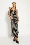 Bardot Rosala Halter Knit Maxi Dress In Black Stri