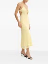 Bardot Rosala Halter-neck Floral-lace Dress In Yellow