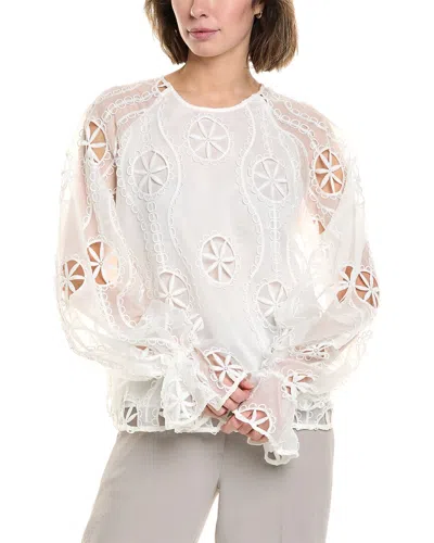 Bardot Embroidered-pattern Blouse In White
