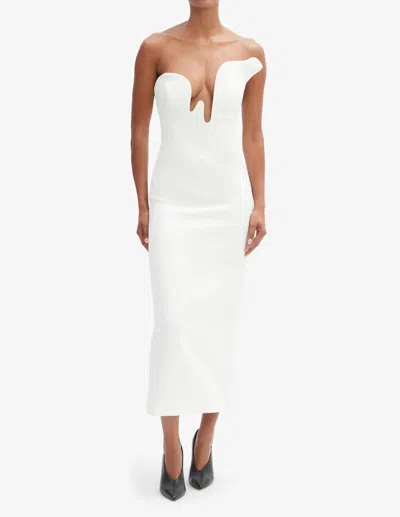 Bardot Rosalyn Midi Dress In White In Brown