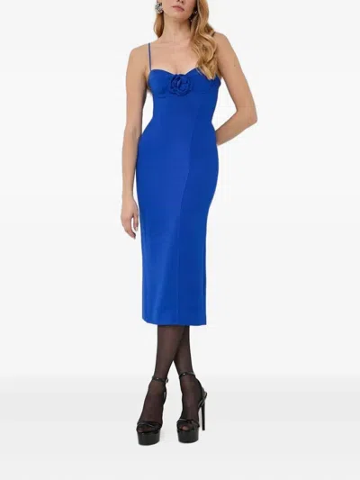 Bardot Rose-embellished Midi Dress In Blue