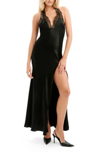 Bardot Roselyn Halter Neck Maxi Dress In Black