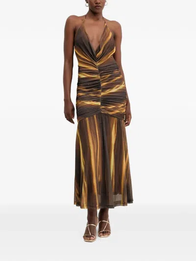 Bardot Aries Mesh Maxi Dress In Brown