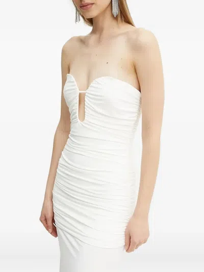 Bardot Ruched Maxi Dress In White