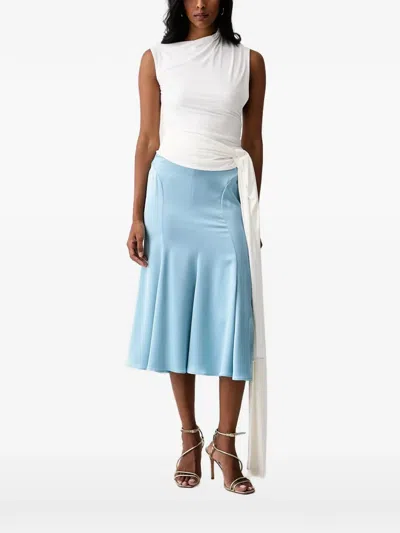 Bardot Ruched Tie-waist Top In Black