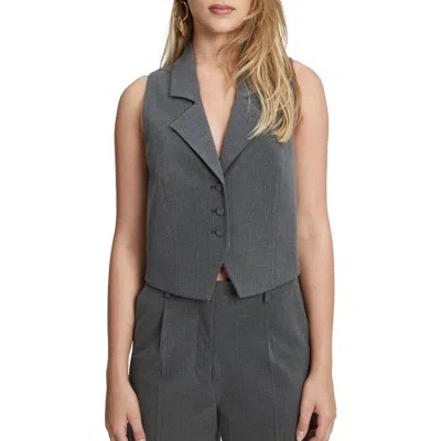 Bardot Rumour Pinstripe Notched Lapel Vest In Grey Stripe