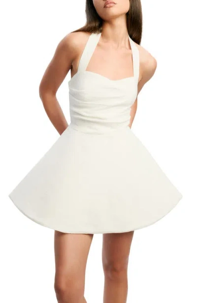 Bardot Sabine Linen Sweetheart Halter Mini Dress In White