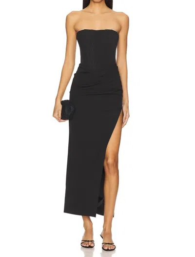 Bardot Saira Midi Strapless Dress In Black In Blue