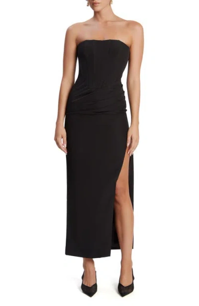 Bardot Saira Strapless Corset Maxi Dress In Black